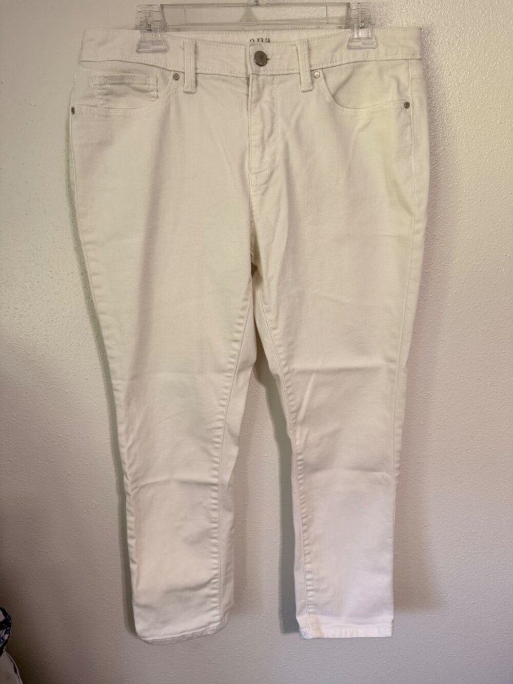 A.N.A. Womans White Skinny Ankle Jeans Classic Size 12